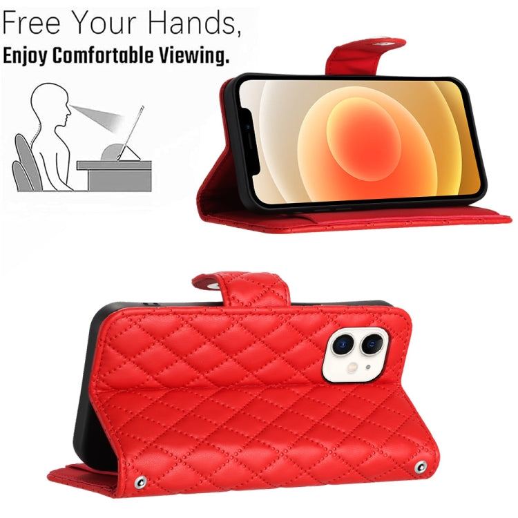 Custodia portafoglio in pelle con texture rombica per iPhone 12 e