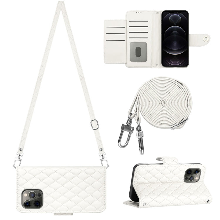 Custodia portafoglio in pelle con texture rombica per iPhone 12 e