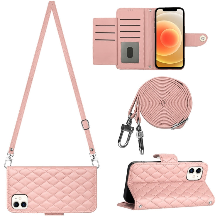 Custodia portafoglio in pelle con texture rombica per iPhone 12 e