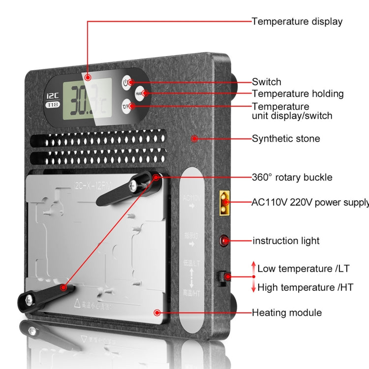 Stazione dissaldante PCB T18 con display LCD e modulo rimozione colla - immagine 2