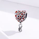 Perline cuore rosso in argento 925 per gioielli fai-da-te