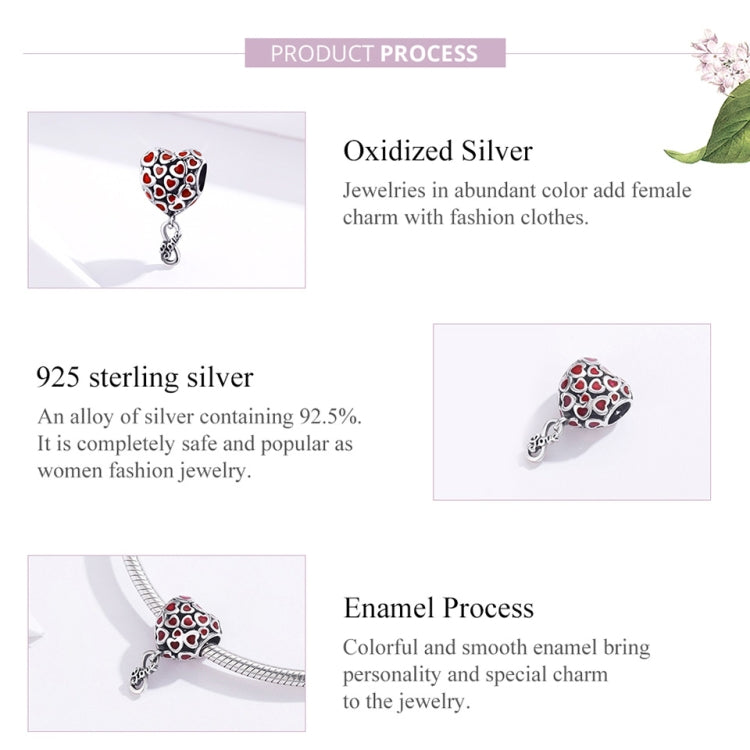 Perline cuore rosso in argento 925 per gioielli fai-da-te