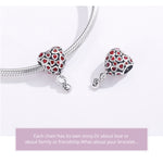 Perline cuore rosso in argento 925 per gioielli fai-da-te