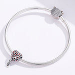 Perline cuore rosso in argento 925 per gioielli fai-da-te