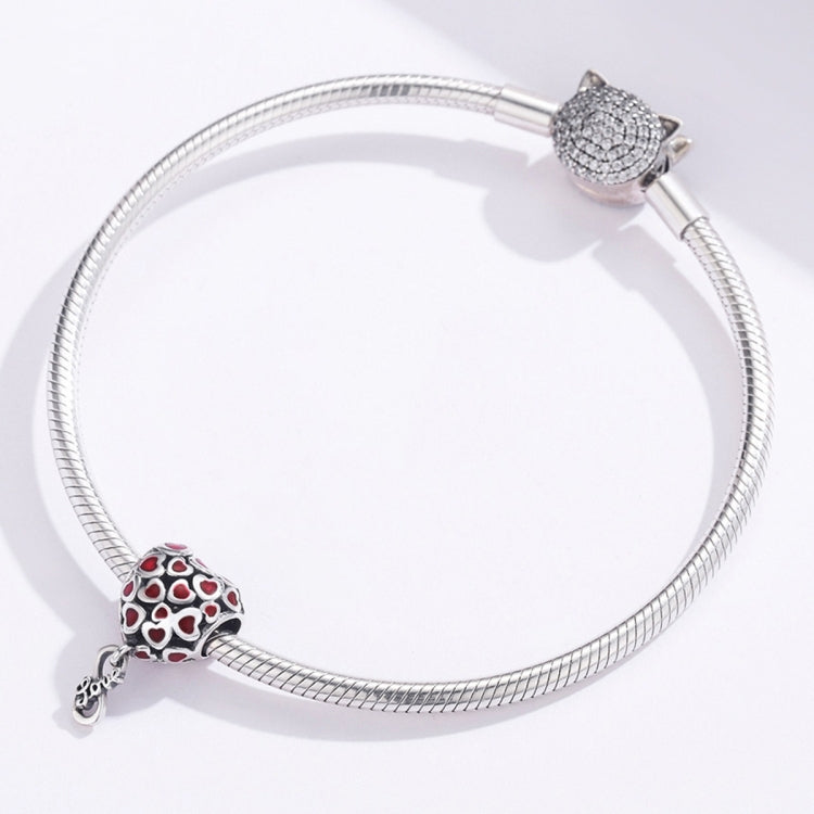 Perline cuore rosso in argento 925 per gioielli fai-da-te