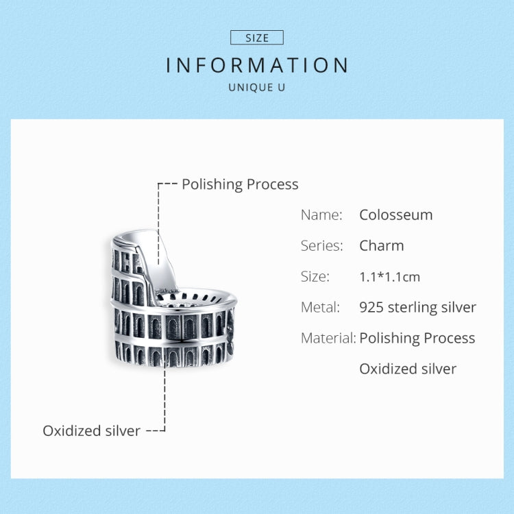 Perline Colosseo in argento sterling S925 per gioielli