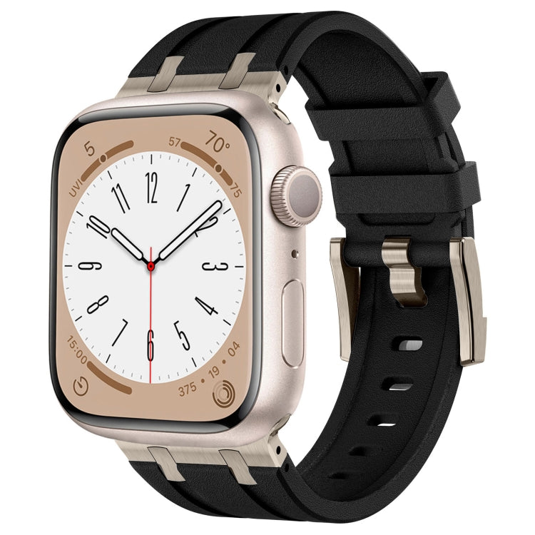 Cinturino per orologio in silicone liquido a grana di pietra, For Apple Watch Series 9 45mm, For Apple Watch Ultra 49mm