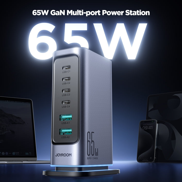 Caricatore multiporta GaN 6 in 1 65W USB-C e USB-A