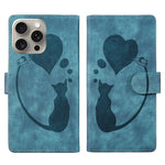 Custodia per telefono in pelle con penna a cuore e gatto in rilievo, For iPhone 15 Pro Max, For iPhone 15 Pro, For iPhone 15 Plus, For iPhone 15
