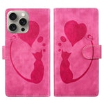 Custodia per telefono in pelle con penna a cuore e gatto in rilievo, For iPhone 15 Pro Max, For iPhone 15 Pro, For iPhone 15 Plus, For iPhone 15