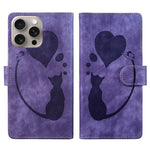 Custodia per telefono in pelle con penna a cuore e gatto in rilievo, For iPhone 15 Pro Max, For iPhone 15 Pro, For iPhone 15 Plus, For iPhone 15