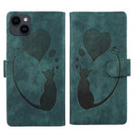 Custodia per telefono in pelle con penna a cuore e gatto in rilievo, For iPhone 14 Plus, For iPhone 14, For iPhone 14 Pro, For iPhone 14 Pro Max
