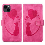 Custodia per telefono in pelle con penna a cuore e gatto in rilievo, For iPhone 14 Plus, For iPhone 14, For iPhone 14 Pro, For iPhone 14 Pro Max