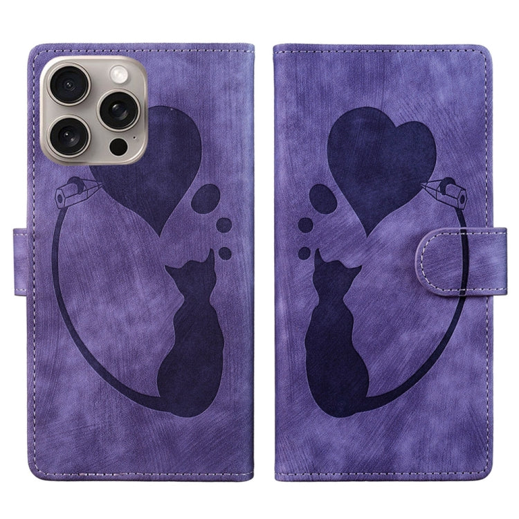 Custodia per telefono in pelle con penna a cuore e gatto in rilievo, For iPhone 14 Plus, For iPhone 14, For iPhone 14 Pro, For iPhone 14 Pro Max
