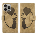 Custodia per telefono in pelle con penna a cuore e gatto in rilievo, For iPhone 14 Plus, For iPhone 14, For iPhone 14 Pro, For iPhone 14 Pro Max