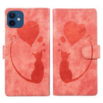 Custodia per telefono in pelle con penna a cuore e gatto in rilievo, For iPhone 13 mini, For iPhone 12, For iPhone 12 Pro Max, For iPhone 12 Pro