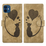 Custodia per telefono in pelle con penna a cuore e gatto in rilievo, For iPhone 13 mini, For iPhone 12, For iPhone 12 Pro Max, For iPhone 12 Pro