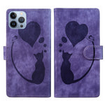 Custodia per telefono in pelle con penna a cuore e gatto in rilievo, For iPhone 13 mini, For iPhone 12, For iPhone 12 Pro Max, For iPhone 12 Pro