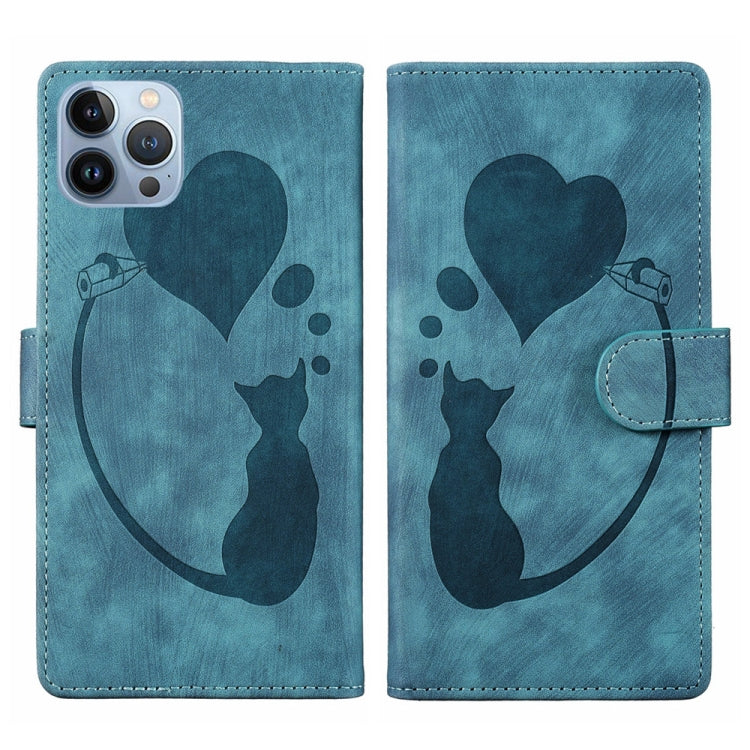 Custodia per telefono in pelle con penna a cuore e gatto in rilievo, For iPhone 13 mini, For iPhone 12, For iPhone 12 Pro Max, For iPhone 12 Pro