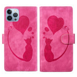 Custodia per telefono in pelle con penna a cuore e gatto in rilievo, For iPhone 13 mini, For iPhone 12, For iPhone 12 Pro Max, For iPhone 12 Pro
