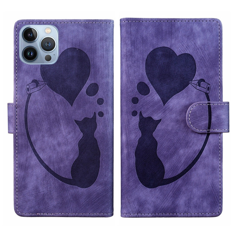 Custodia per telefono in pelle con penna a cuore e gatto in rilievo, For iPhone 13 mini, For iPhone 12, For iPhone 12 Pro Max, For iPhone 12 Pro