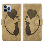 Custodia per telefono in pelle con penna a cuore e gatto in rilievo, For iPhone 13 mini, For iPhone 12, For iPhone 12 Pro Max, For iPhone 12 Pro