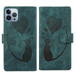 Custodia per telefono in pelle con penna a cuore e gatto in rilievo, For iPhone 13 mini, For iPhone 12, For iPhone 12 Pro Max, For iPhone 12 Pro