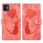 Custodia per telefono in pelle con penna a cuore e gatto in rilievo, For iPhone 12 mini, For iPhone 11 Pro Max, For iPhone 11, For iPhone 11 Pro
