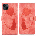 Custodia per telefono in pelle con penna a cuore e gatto in rilievo, For iPhone 13 mini, For iPhone 12, For iPhone 12 Pro Max, For iPhone 12 Pro