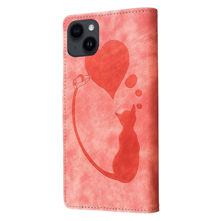 Custodia per telefono in pelle con penna a cuore e gatto in rilievo, For iPhone 13 mini, For iPhone 12, For iPhone 12 Pro Max, For iPhone 12 Pro