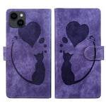 Custodia per telefono in pelle con penna a cuore e gatto in rilievo, For iPhone 13 mini, For iPhone 12, For iPhone 12 Pro Max, For iPhone 12 Pro
