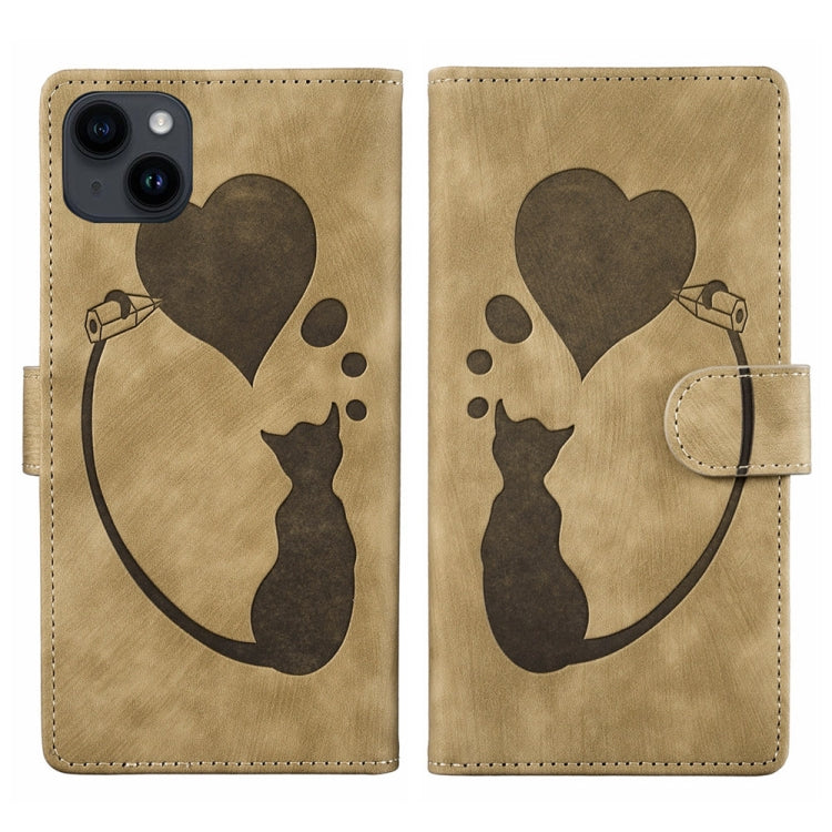 Custodia per telefono in pelle con penna a cuore e gatto in rilievo, For iPhone 13 mini, For iPhone 12, For iPhone 12 Pro Max, For iPhone 12 Pro