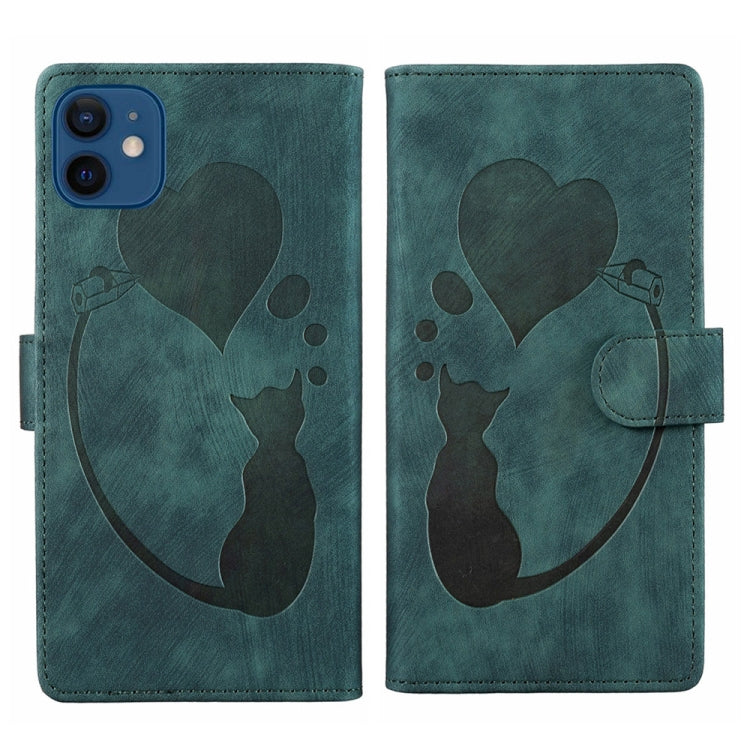 Custodia per telefono in pelle con penna a cuore e gatto in rilievo, For iPhone 12 mini, For iPhone 11 Pro Max, For iPhone 11, For iPhone 11 Pro