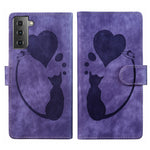 Custodia per telefono in pelle con penna a cuore e gatto in rilievo, For Samsung Galaxy S21 FE 5G, For Samsung Galaxy A32 5G, For Samsung Galaxy S21 5G, For Samsung Galaxy S21+ 5G