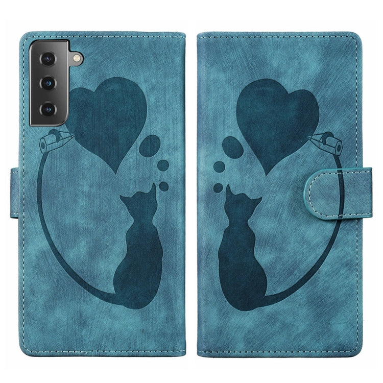 Custodia per telefono in pelle con penna a cuore e gatto in rilievo, For Samsung Galaxy S21 FE 5G, For Samsung Galaxy A32 5G, For Samsung Galaxy S21 5G, For Samsung Galaxy S21+ 5G
