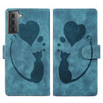 Custodia per telefono in pelle con penna a cuore e gatto in rilievo, For Samsung Galaxy S21 FE 5G, For Samsung Galaxy A32 5G, For Samsung Galaxy S21 5G, For Samsung Galaxy S21+ 5G