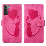 Custodia per telefono in pelle con penna a cuore e gatto in rilievo, For Samsung Galaxy S21 FE 5G, For Samsung Galaxy A32 5G, For Samsung Galaxy S21 5G, For Samsung Galaxy S21+ 5G