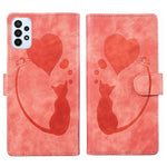 Custodia per telefono in pelle con penna a cuore e gatto in rilievo, For Samsung Galaxy A14 5G, For Samsung Galaxy A13 4G / 5G / A04, For Samsung Galaxy A53 5G, For Samsung Galaxy A33 5G