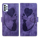 Custodia per telefono in pelle con penna a cuore e gatto in rilievo, For Samsung Galaxy A14 5G, For Samsung Galaxy A13 4G / 5G / A04, For Samsung Galaxy A53 5G, For Samsung Galaxy A33 5G
