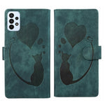Custodia per telefono in pelle con penna a cuore e gatto in rilievo, For Samsung Galaxy A14 5G, For Samsung Galaxy A13 4G / 5G / A04, For Samsung Galaxy A53 5G, For Samsung Galaxy A33 5G