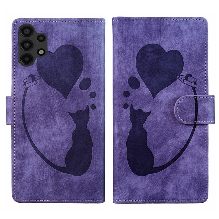 Custodia per telefono in pelle con penna a cuore e gatto in rilievo, For Samsung Galaxy S21 FE 5G, For Samsung Galaxy A32 5G, For Samsung Galaxy S21 5G, For Samsung Galaxy S21+ 5G