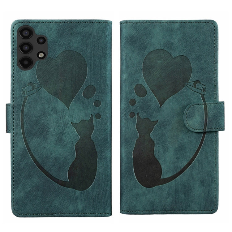 Custodia per telefono in pelle con penna a cuore e gatto in rilievo, For Samsung Galaxy S21 FE 5G, For Samsung Galaxy A32 5G, For Samsung Galaxy S21 5G, For Samsung Galaxy S21+ 5G
