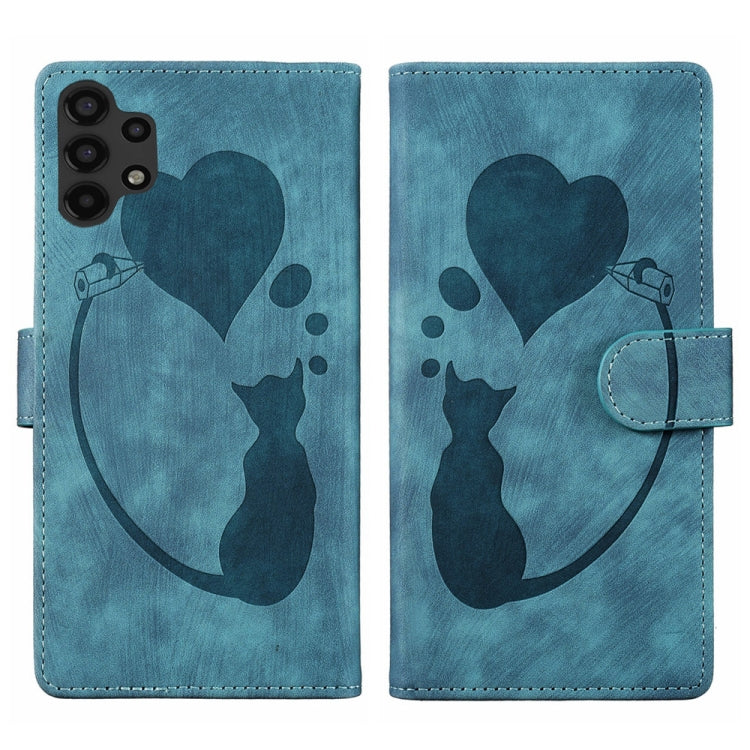 Custodia per telefono in pelle con penna a cuore e gatto in rilievo, For Samsung Galaxy S21 FE 5G, For Samsung Galaxy A32 5G, For Samsung Galaxy S21 5G, For Samsung Galaxy S21+ 5G