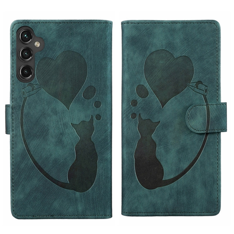 Custodia per telefono in pelle con penna a cuore e gatto in rilievo, For Samsung Galaxy A14 5G, For Samsung Galaxy A13 4G / 5G / A04, For Samsung Galaxy A53 5G, For Samsung Galaxy A33 5G
