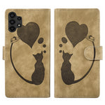 Custodia per telefono in pelle con penna a cuore e gatto in rilievo, For Samsung Galaxy A14 5G, For Samsung Galaxy A13 4G / 5G / A04, For Samsung Galaxy A53 5G, For Samsung Galaxy A33 5G