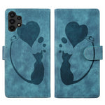 Custodia per telefono in pelle con penna a cuore e gatto in rilievo, For Samsung Galaxy A14 5G, For Samsung Galaxy A13 4G / 5G / A04, For Samsung Galaxy A53 5G, For Samsung Galaxy A33 5G