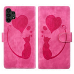 Custodia per telefono in pelle con penna a cuore e gatto in rilievo, For Samsung Galaxy A14 5G, For Samsung Galaxy A13 4G / 5G / A04, For Samsung Galaxy A53 5G, For Samsung Galaxy A33 5G