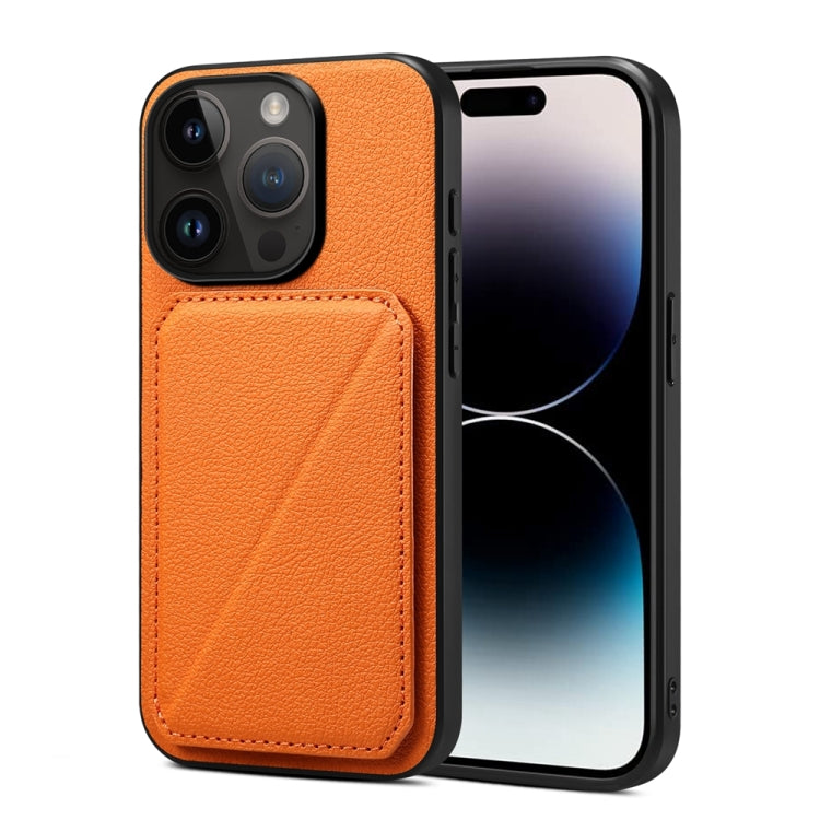 Custodia per telefono con doppio slot per scheda D04 in vitello texture, For iPhone 16 Pro, For iPhone 16 Plus, For iPhone 16, For iPhone 15 Pro Max, For iPhone 15 Pro, For iPhone 15 Plus