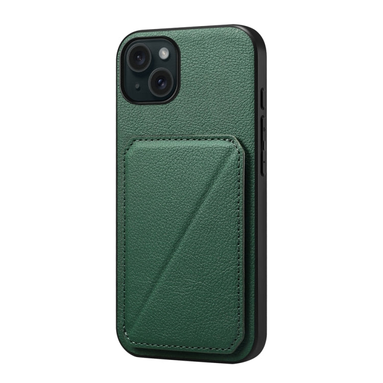 Custodia per telefono con doppio slot per scheda D04 in vitello texture, For iPhone 16 Pro, For iPhone 16 Plus, For iPhone 16, For iPhone 15 Pro Max, For iPhone 15 Pro, For iPhone 15 Plus