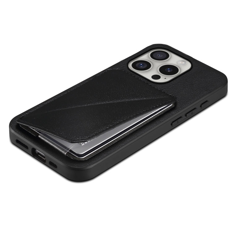 Custodia per telefono con doppio slot per scheda D04 in vitello texture, For iPhone 16 Pro, For iPhone 16 Plus, For iPhone 16, For iPhone 15 Pro Max, For iPhone 15 Pro, For iPhone 15 Plus